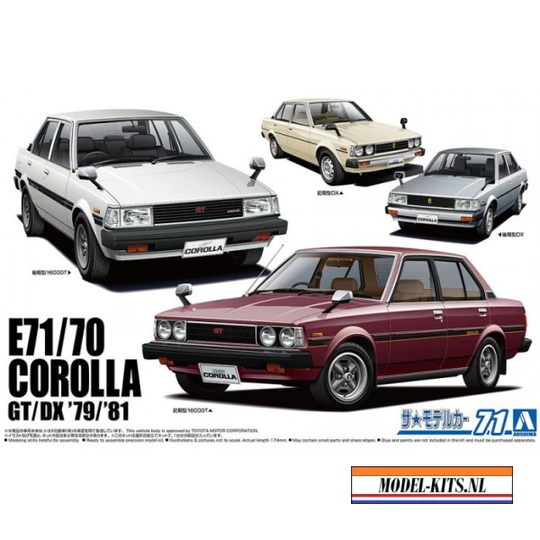 aoshima toyota e71 70 corolla sedan gt dx 1979