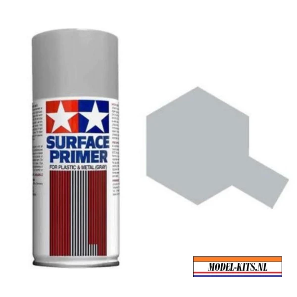 tamiya fine surface primer for plastic metal light gray 180ml