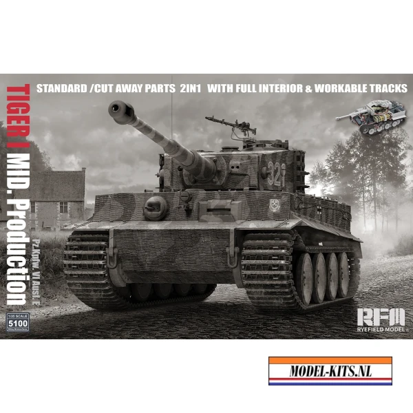TIGER I MID PRODUCTION 2IN1 WITH CUTAWAY PARTS AND INTERIOR