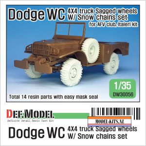 WWII US DODGE WC 4X4 SNOW CHAINED WHEEL SET