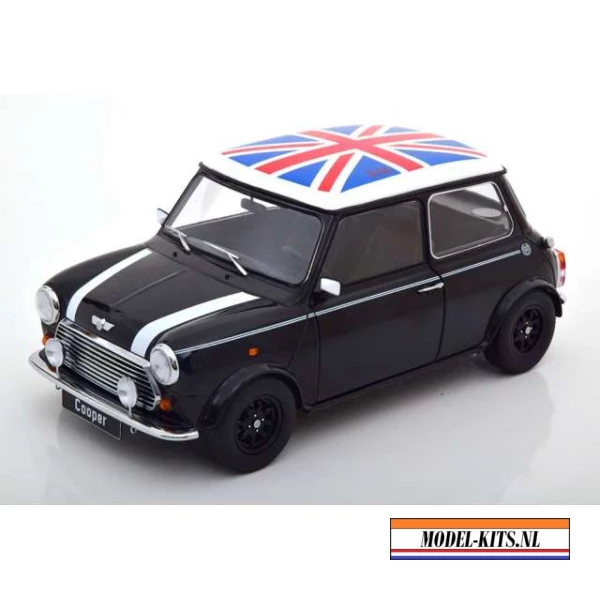 Mini Cooper with Union Jack, blackwhite