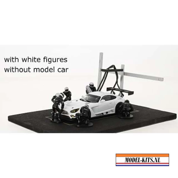 Pit Stop Set 6 Figures with Accessories, white