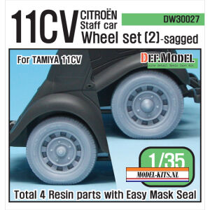 WWII 11CV STAFF CAR SAGGED WHEEL SET