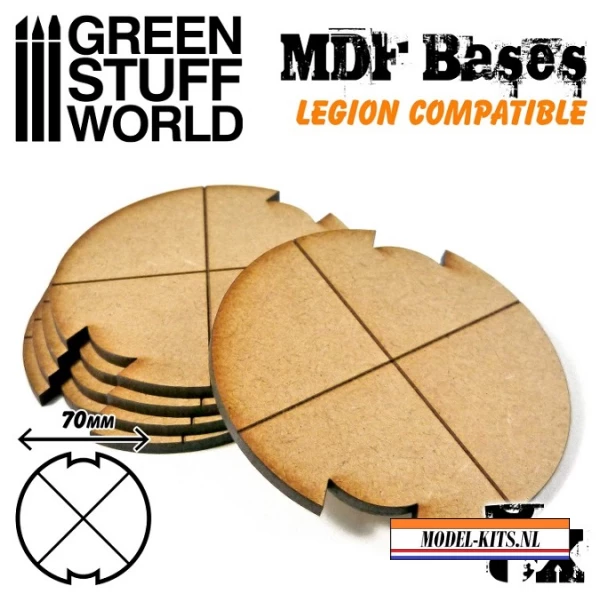 MDF BASES ROUND 70MM LEGION PACK X5