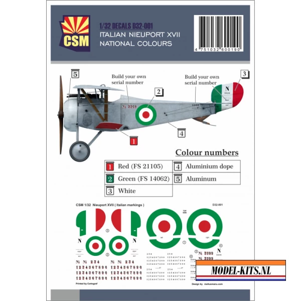 NIEUPORT XVII ITALIAN NATIONAL COLORS