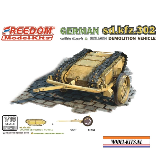 WWII SDKFZ 302 GOLIATH DEMOLITION VEHICLE WITH CART + FIGURES