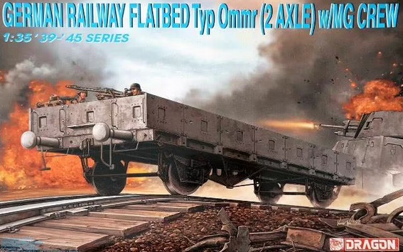 GERMAN RAILWAY FLATBED TYP OMMR 2 AXLE WITH MG CREW