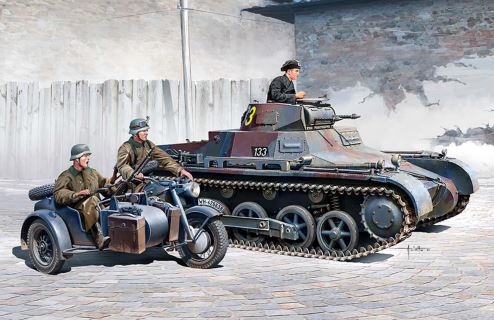 German Panzer I Ausf. B & Mortorcycle