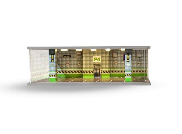 Illuminated Diorama model Car Park P4 Green floor
