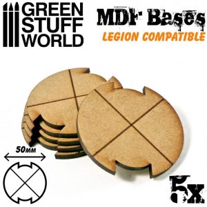 MDF ROUND BASE 50MM LEGION PACK X5