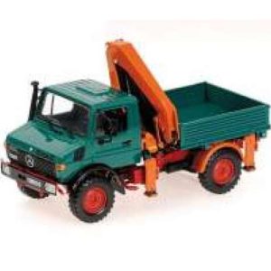 Mercedes Unimog 1300L Kipper mit Ladekran, green