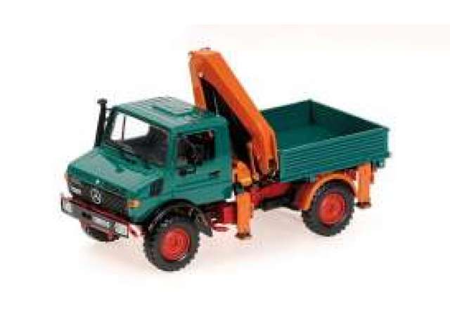 Mercedes Unimog 1300L Kipper mit Ladekran, green