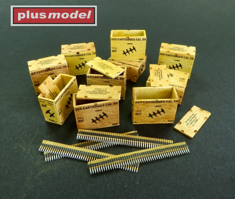 U.S. AMMUNITION BOXES WITH BELTS OF CHARGES