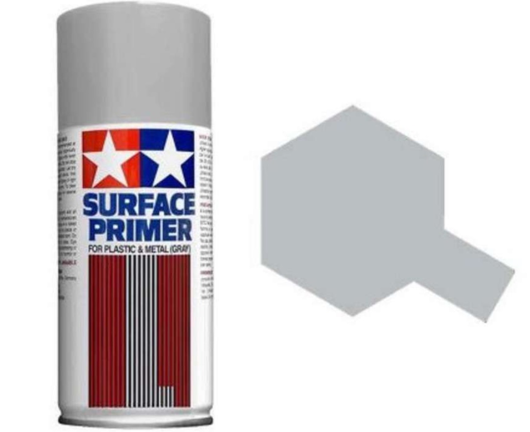 tamiya fine surface primer for plastic metal light gray 180ml