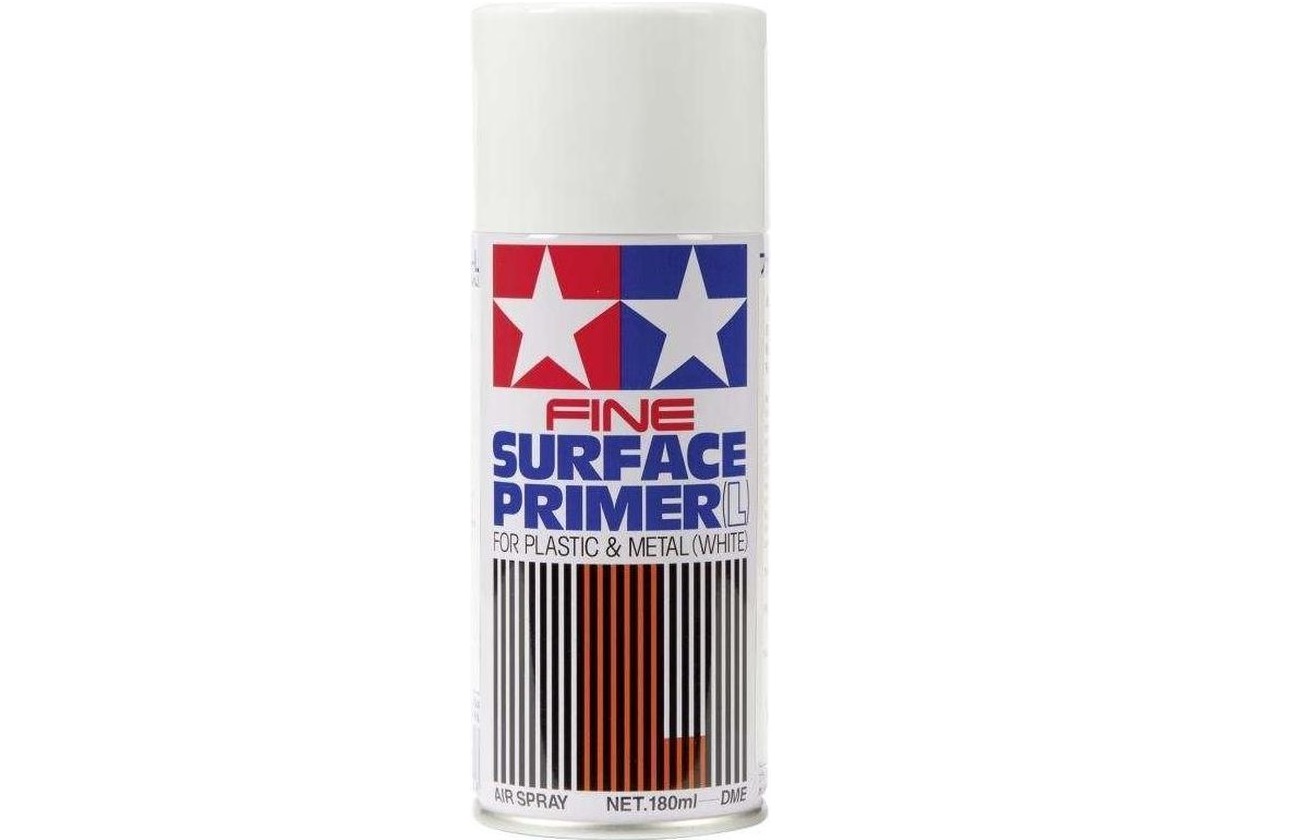 tamiya fine surface primer l for plastic metal white 180ml