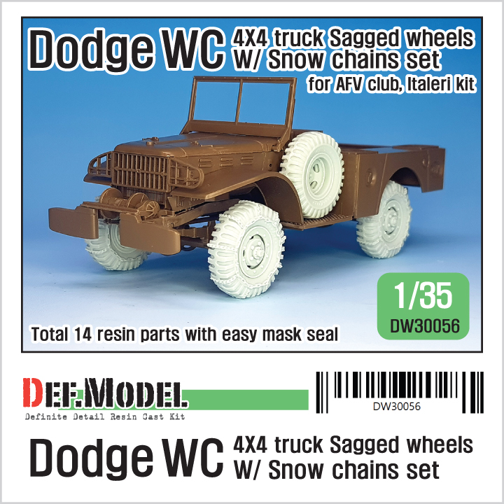 WWII US DODGE WC 4X4 SNOW CHAINED WHEEL SET